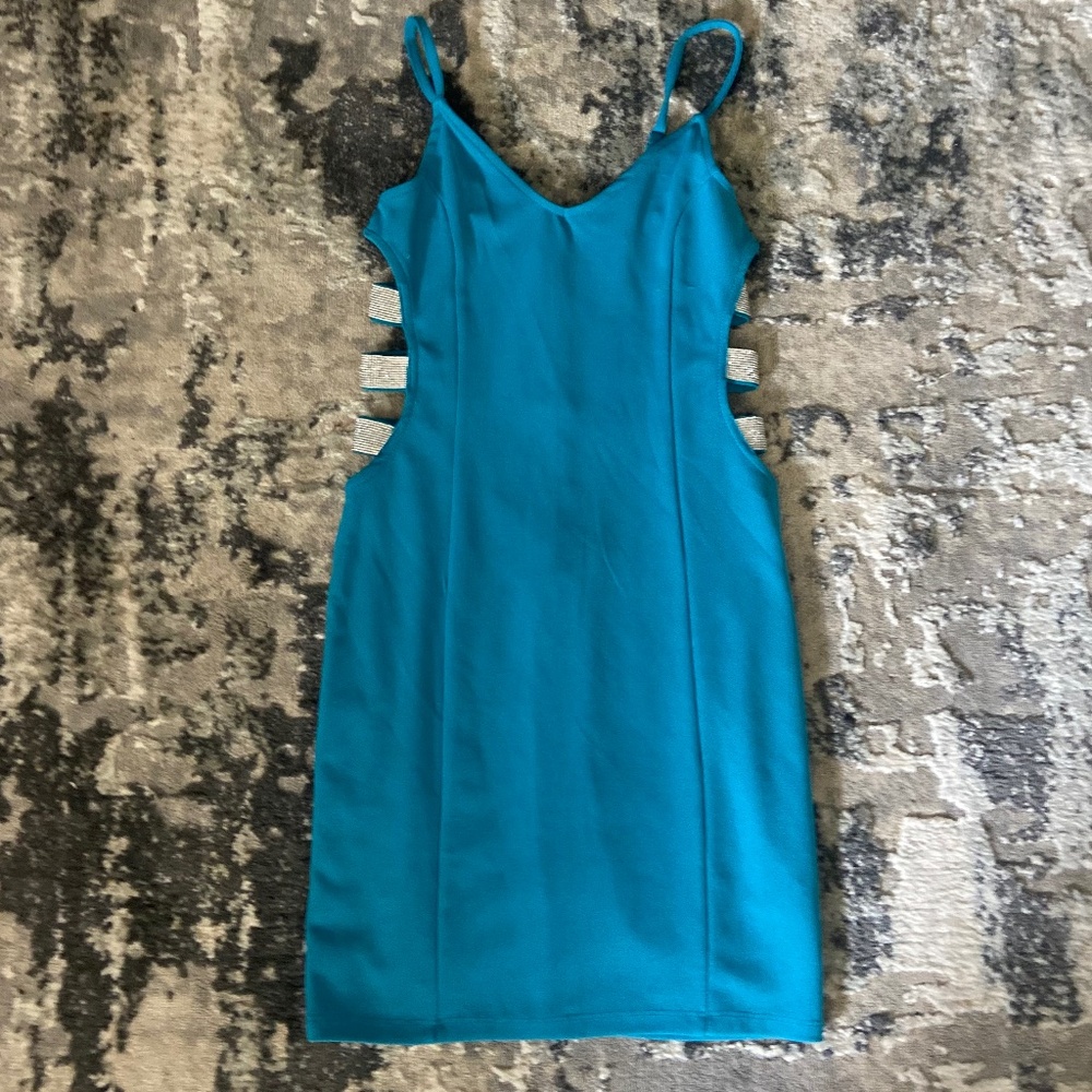 Teal rhinestone dress